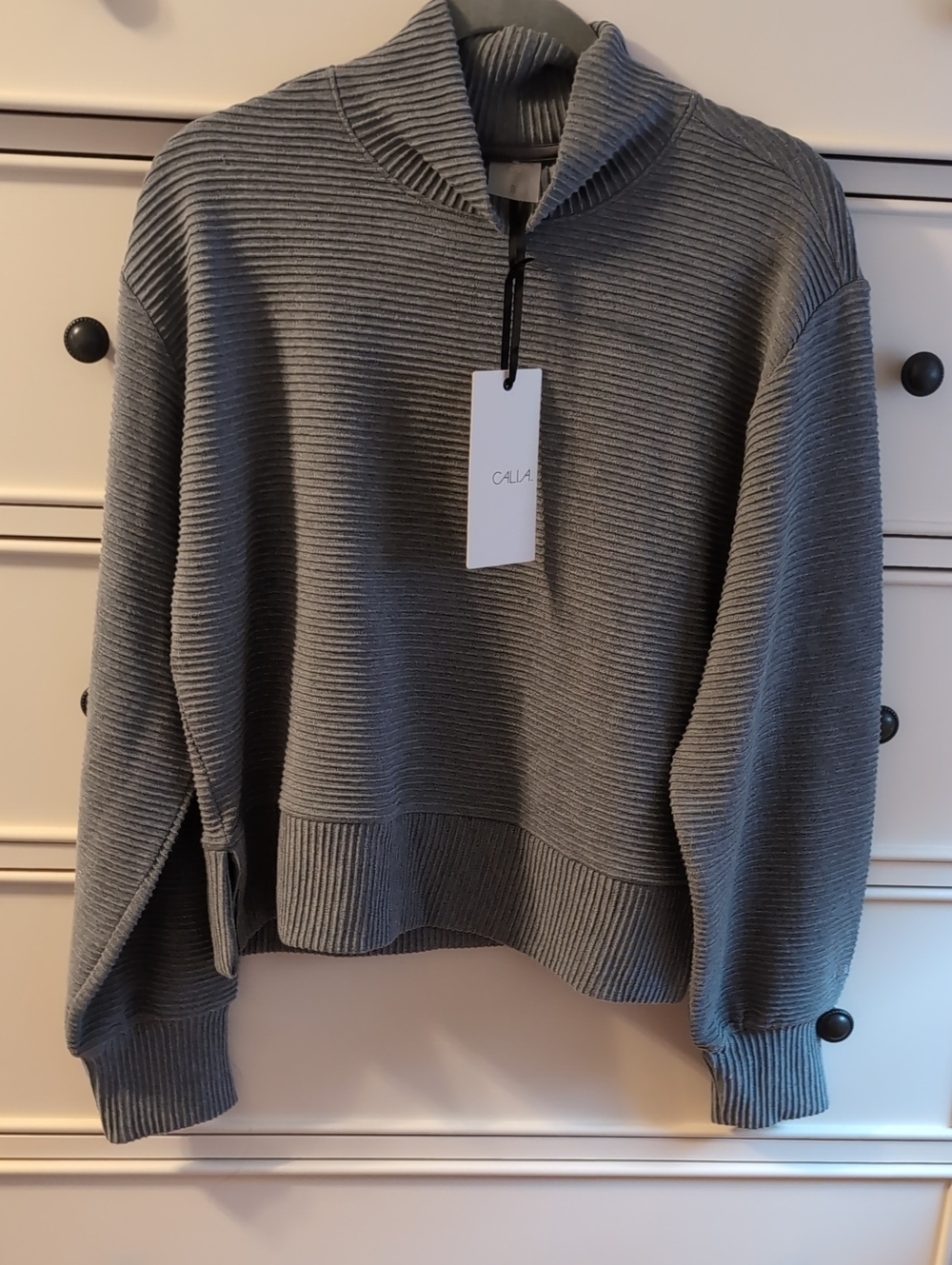 Calia Ribbed Charcoal Turtleneck Sweater